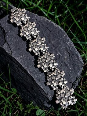 Vintage Guy Vidal Brutalist "Cubes" Link Bracelet